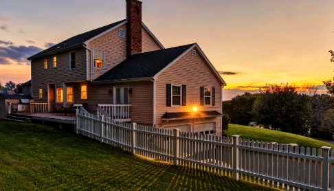 single family home exterior during sunset